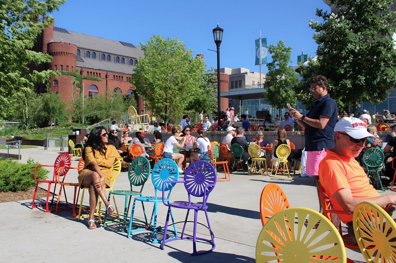 A rainbow of Terrace chairs will make a limited-time appearance at Memorial Union on June 21