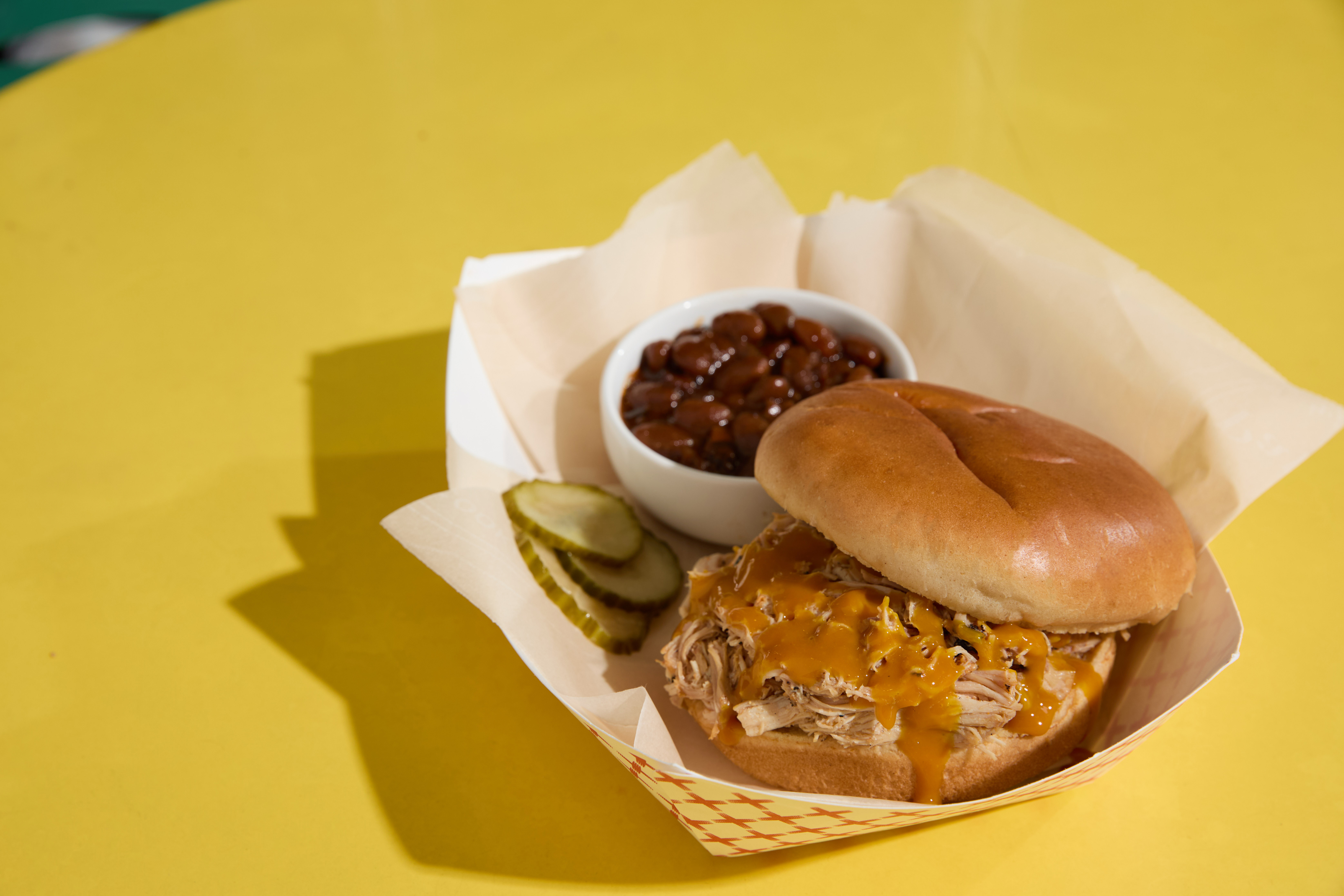 BBQ Stand Pitmaster Combo- Pork Sandwich with Baked Beans and Pickles