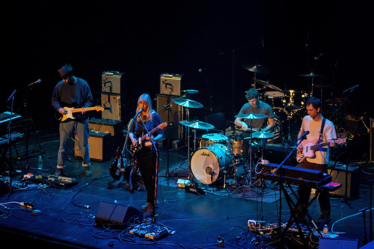 Band performing during a kickoff concert for homecoming