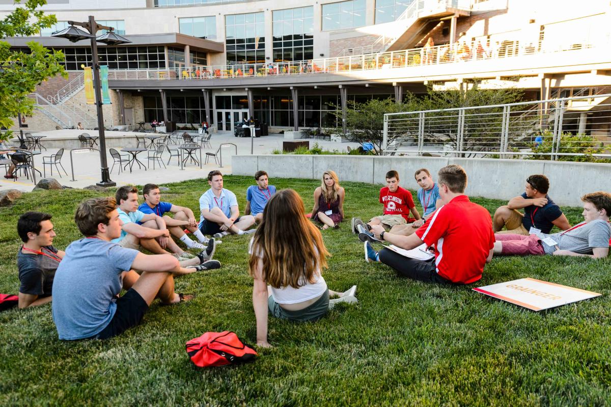 Students sitting in a circle for a SOAR group discussion at Union South