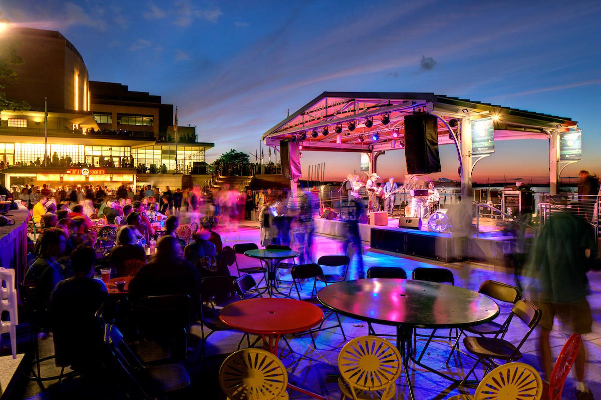Concert on the Terrace stage at night