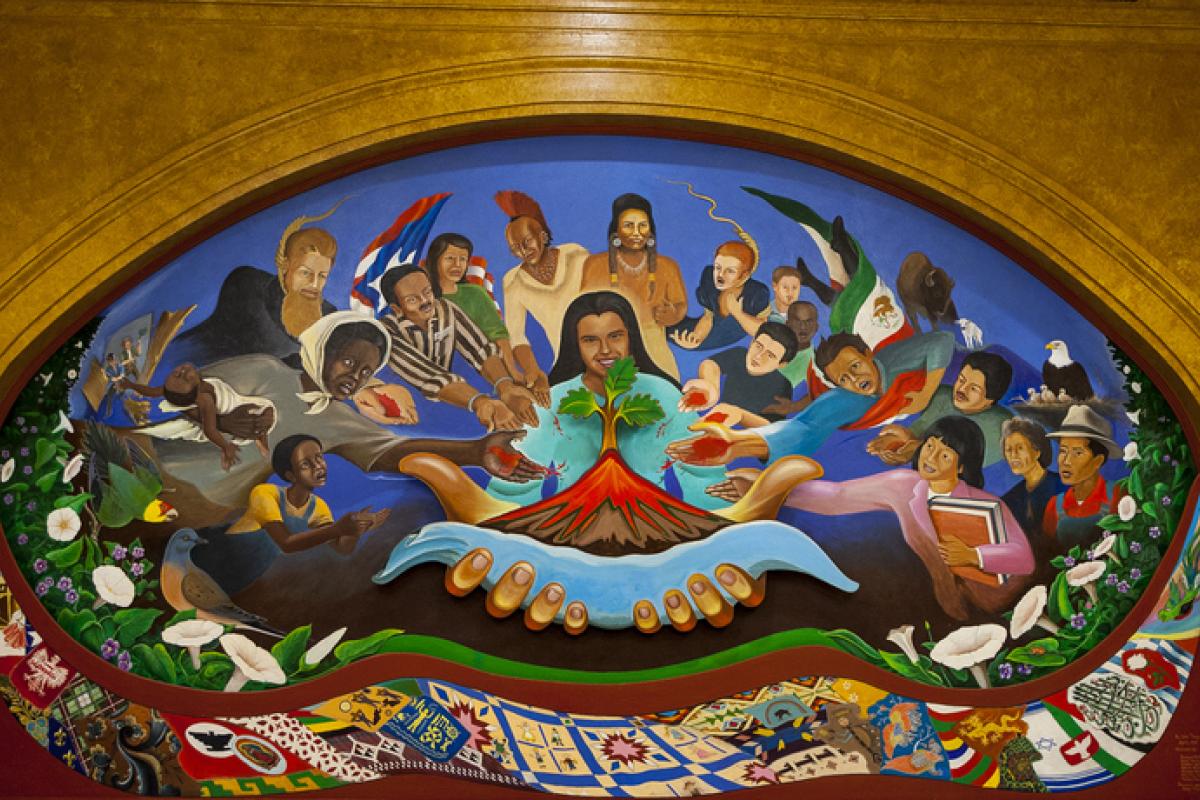 One of several multicultural murals on display in Memorial Union