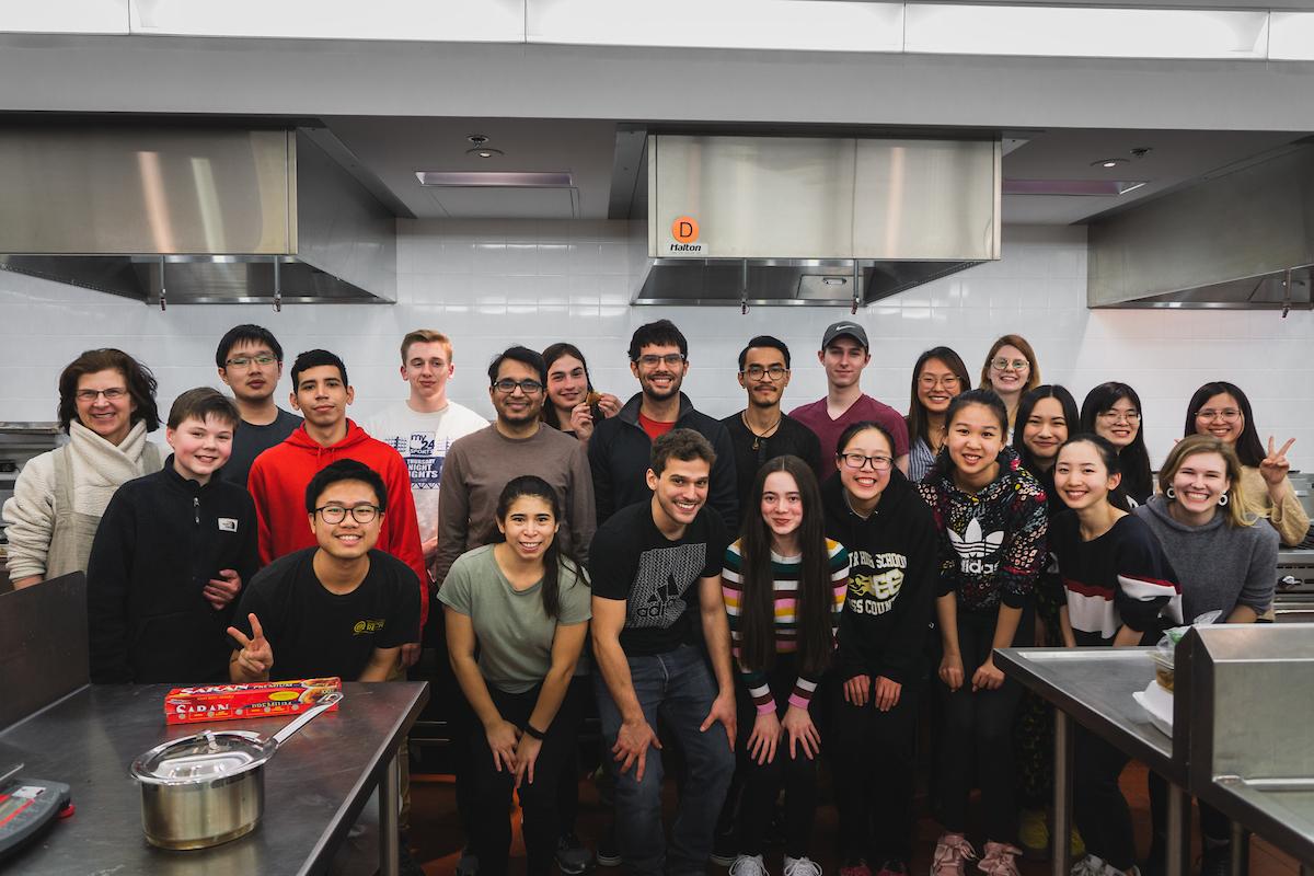 Kitchen group photo after a WUD Cuisine Cooking Workshop at Babcock Hall