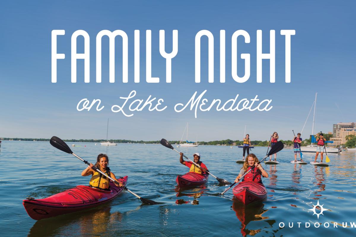 Family Night on Lake Mendota: Three people kayaking