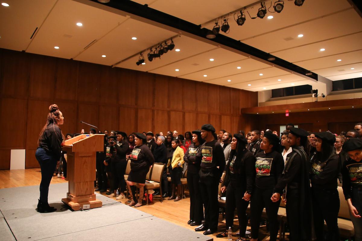 Angela Rye speaking at the WUD Distinguished Lecture Series