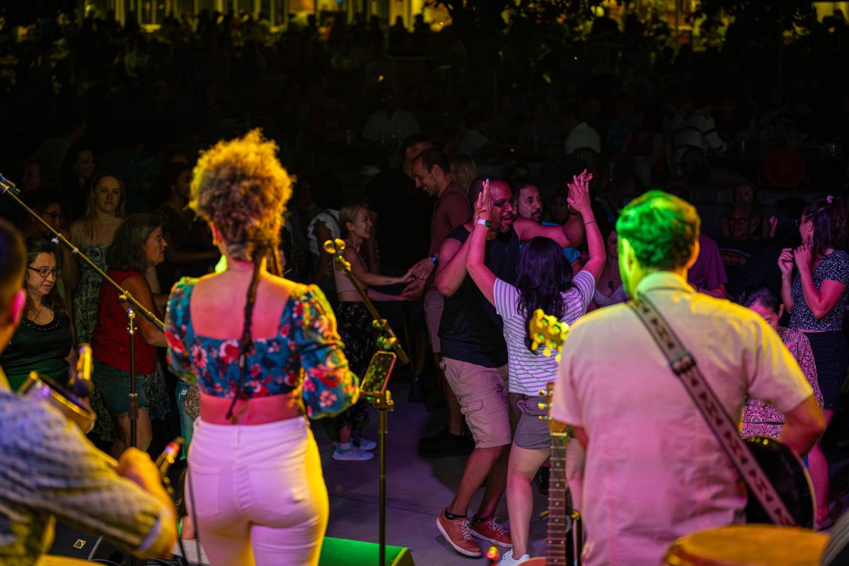 Crowd dancing at Madison Jazz Fest